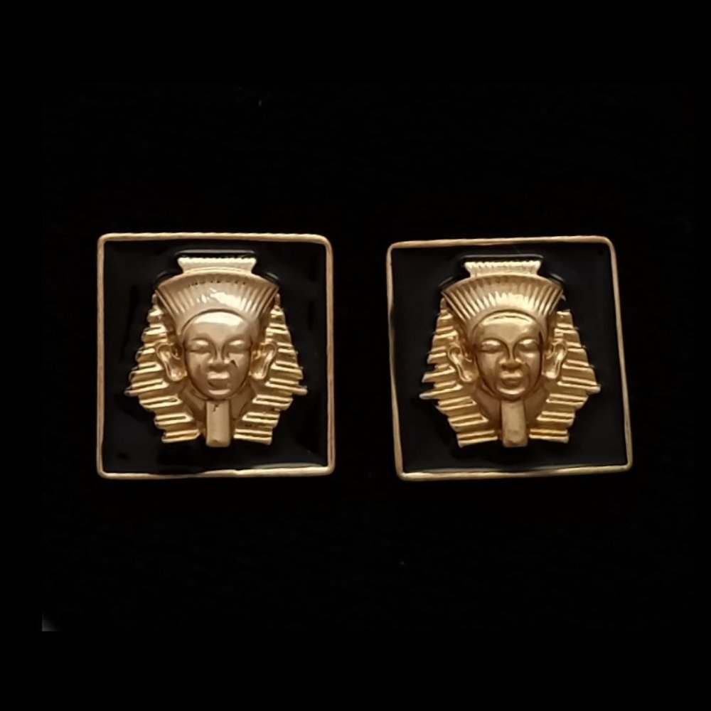 Vintage PHARAOH EARRINGS  Egyptian Revival Jewelry